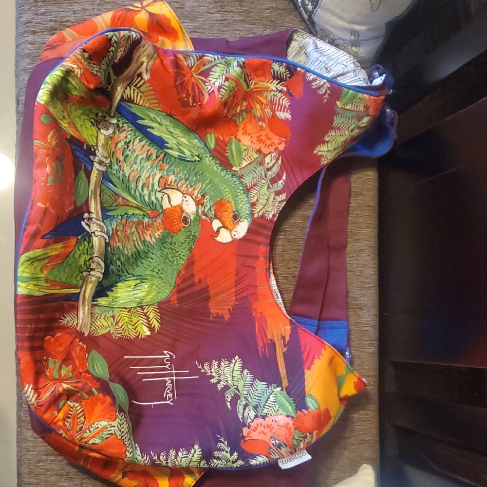 Guy Harvey Red Lored Amazon Tropical Print Tote